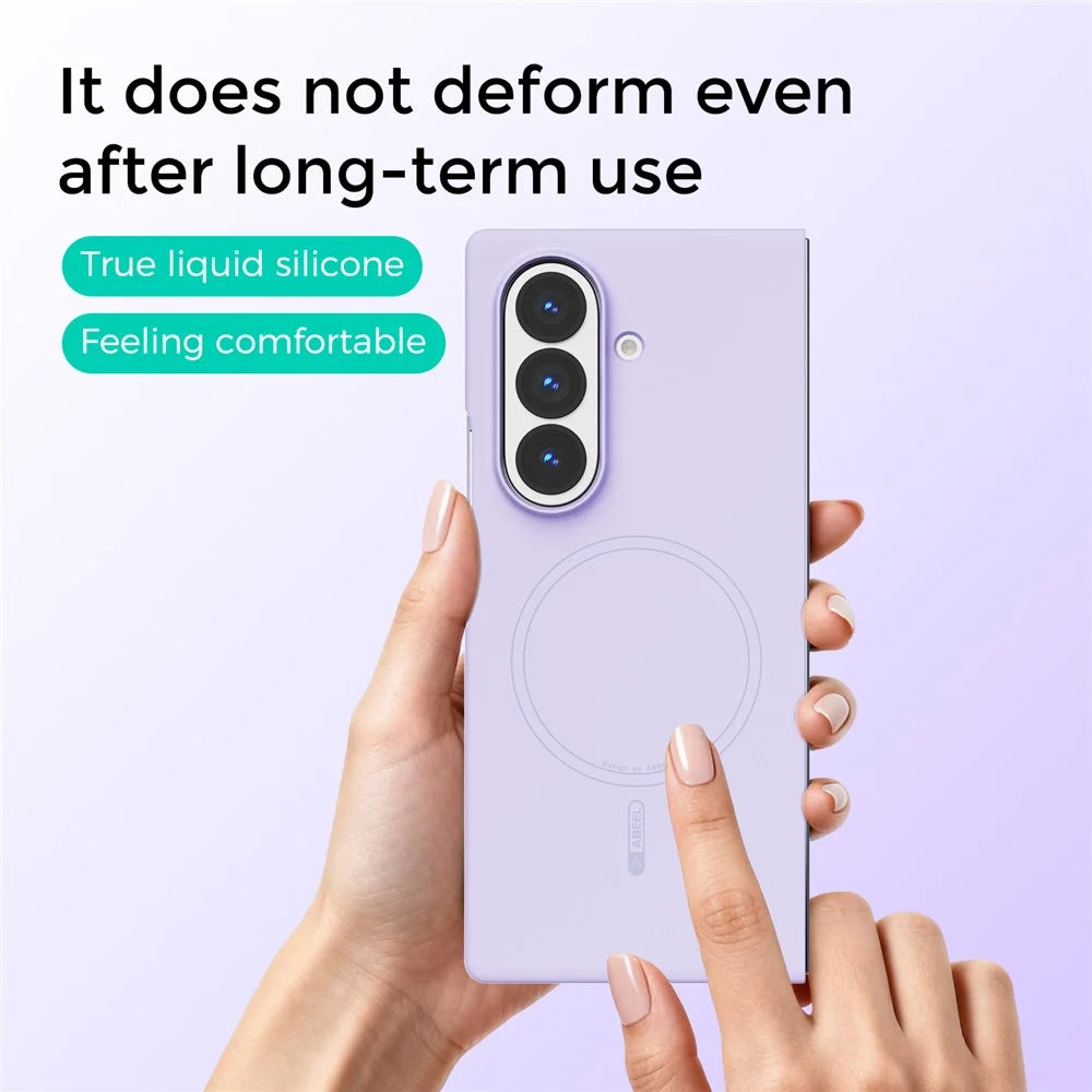 ABEEL For Samsung Galaxy Z Fold6 5G Magnetic Case Skin Touch Liquid Silicone Phone Back Cover - Purple - 5