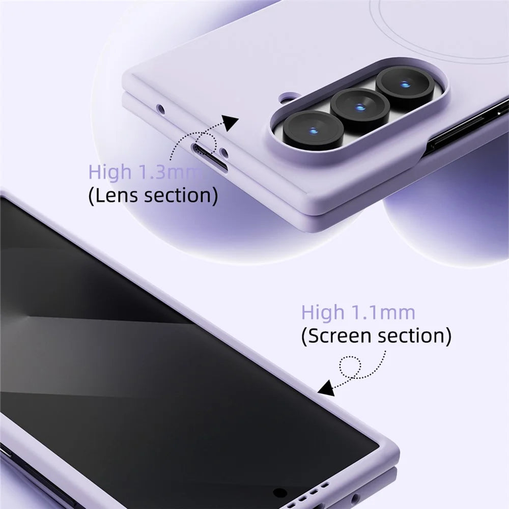 ABEEL For Samsung Galaxy Z Fold6 5G Magnetic Case Skin Touch Liquid Silicone Phone Back Cover - Purple - 7