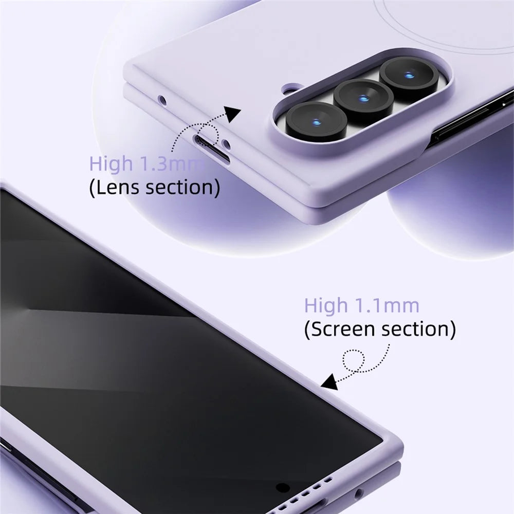 ABEEL For Samsung Galaxy Z Fold7 5G Magnetic Case Skin Touch Liquid Silicone Phone Back Cover - Purple - 7