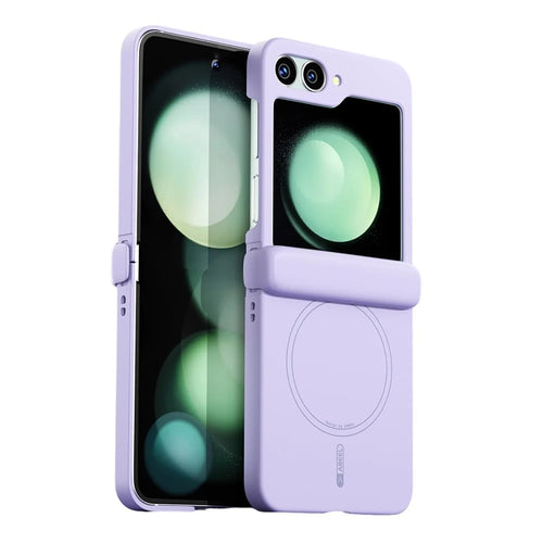 ABEEL For Samsung Galaxy Z Flip5 5G Magnetic Case Hinge Protection Skin Touch Liquid Silicone Shockproof Phone Cover - Purple - 1