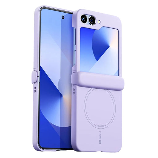 ABEEL For Samsung Galaxy Z Flip6 5G Magnetic Case Hinge Protection Skin Touch Liquid Silicone Shockproof Phone Cover - Purple - 1