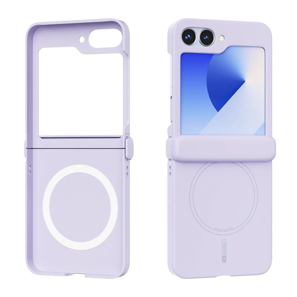ABEEL For Samsung Galaxy Z Flip6 5G Magnetic Case Hinge Protection Skin Touch Liquid Silicone Shockproof Phone Cover - Purple - 2