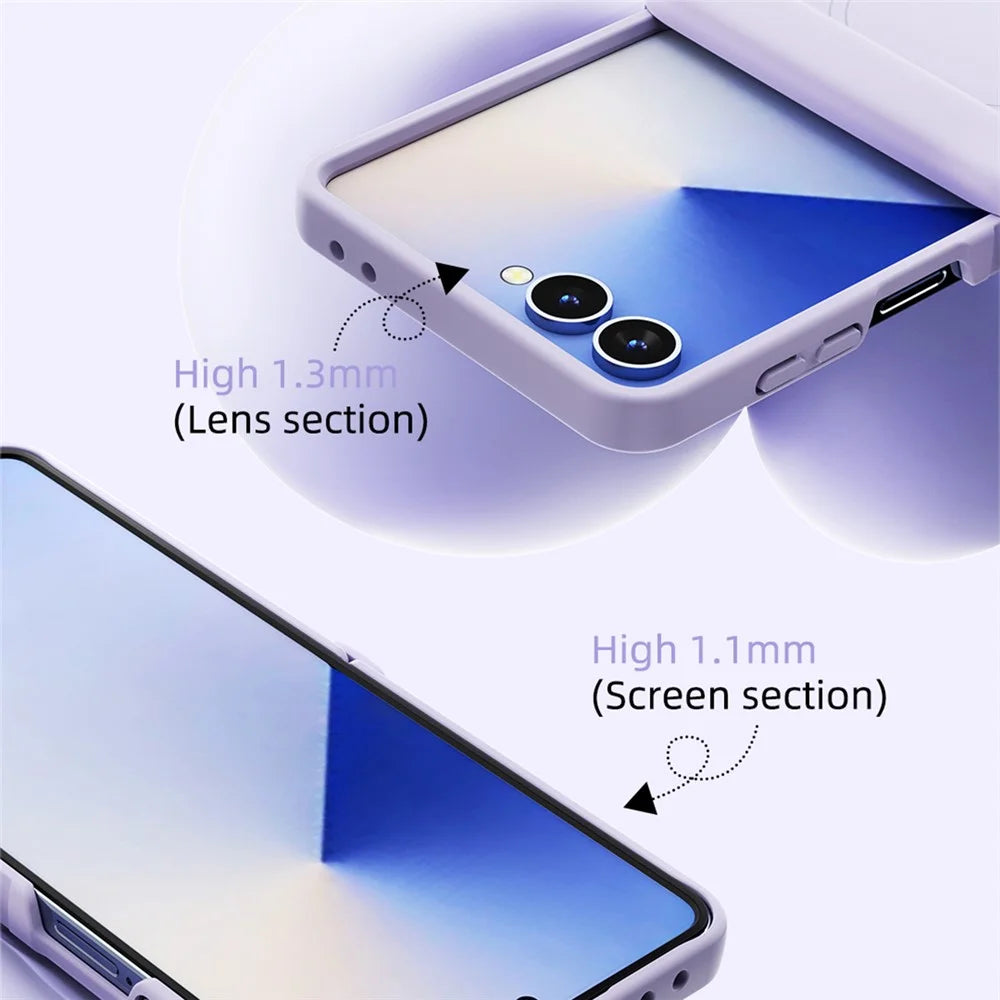 ABEEL For Samsung Galaxy Z Flip6 5G Magnetic Case Hinge Protection Skin Touch Liquid Silicone Shockproof Phone Cover - Purple - 7