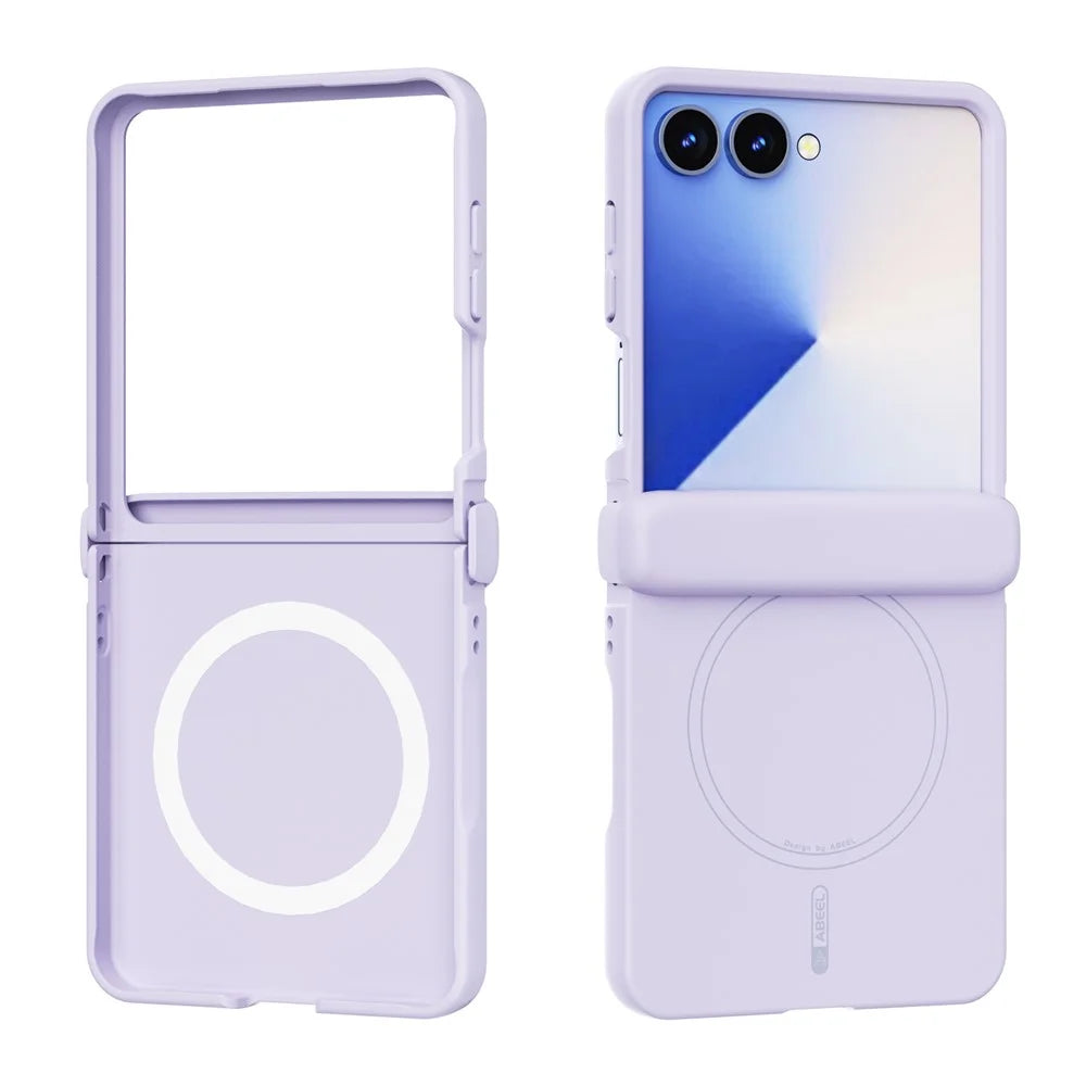 ABEEL For Samsung Galaxy Z Flip7 5G Magnetic Case Hinge Protection Skin Touch Liquid Silicone Shockproof Phone Cover - Purple - 2