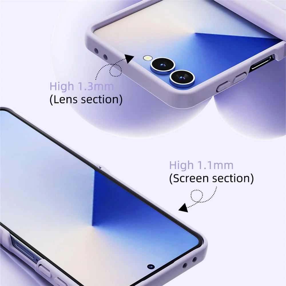 ABEEL For Samsung Galaxy Z Flip7 5G Magnetic Case Hinge Protection Skin Touch Liquid Silicone Shockproof Phone Cover - Purple - 7
