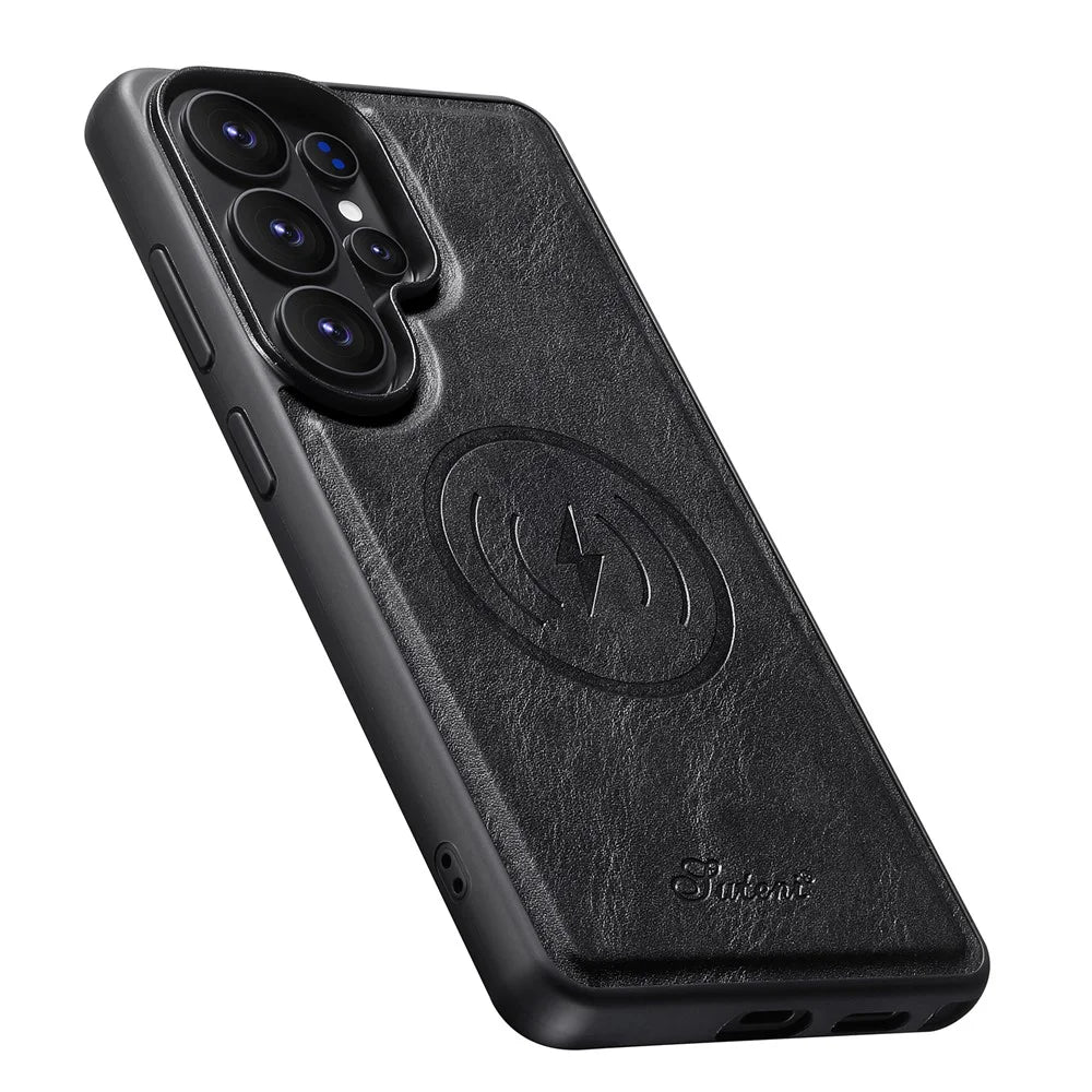 SUTENI H15 For Samsung Galaxy S26 Ultra Magnetic Case Detachable Card Holder Waxy Texture PU Leather TPU Phone Cover - Black - 6