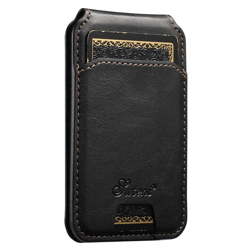 SUTENI H15 For Samsung Galaxy S26 Ultra Magnetic Case Detachable Card Holder Waxy Texture PU Leather TPU Phone Cover - Black - 7