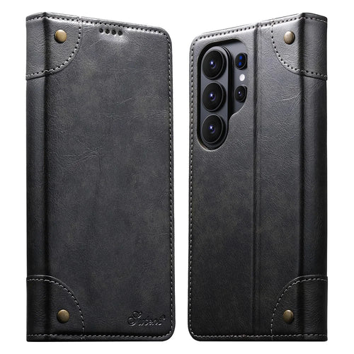 SUTENI For Samsung Galaxy S26 Ultra Case PU Leather Stand Wallet Phone Cover - Black - 1
