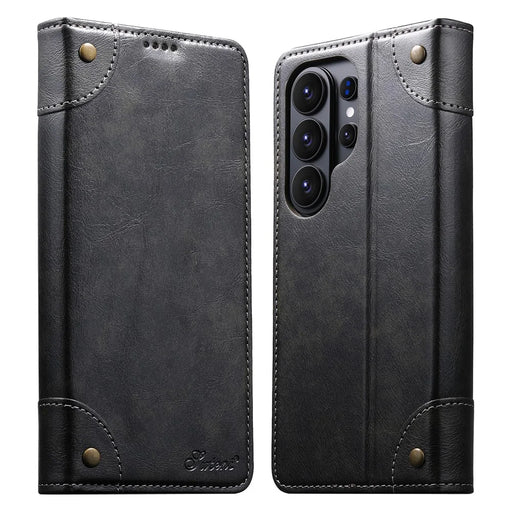 SUTENI For Samsung Galaxy S26 Ultra Case PU Leather Stand Wallet Phone Cover - Black - 1
