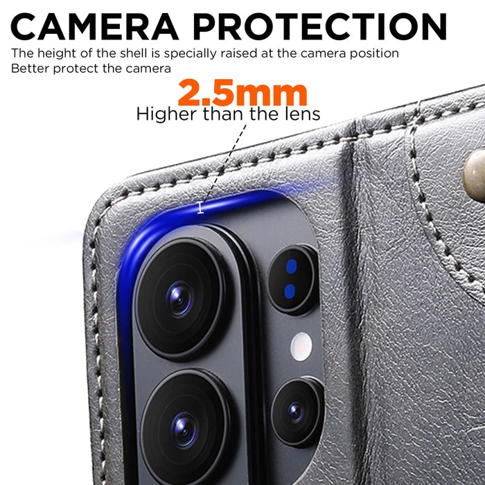 SUTENI For Samsung Galaxy S26 Ultra Case PU Leather Stand Wallet Phone Cover - Black - 7