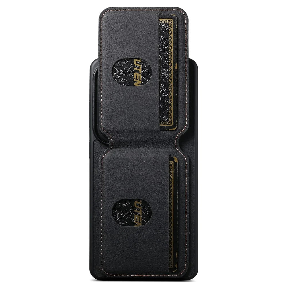 SUTENI H02 For Samsung Galaxy S26 Ultra Case Card Slots Kickstand Litchi Texture Leather + TPU Cover - Black - 3