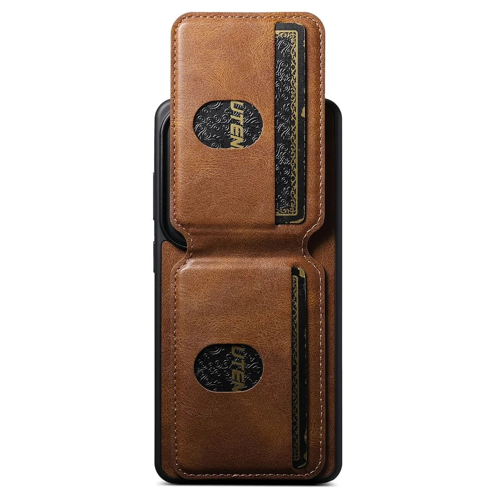 SUTENI H02 For Samsung Galaxy S26 Ultra Case Waxy Texture Leather + TPU Card Slots Kickstand Phone Cover - Brown - 4