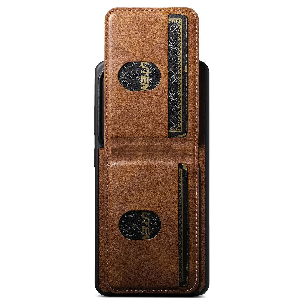 SUTENI H03 For Samsung Galaxy S26 Ultra Case Card Holder Waxy Texture Leather + TPU Phone Cover - Brown - 6