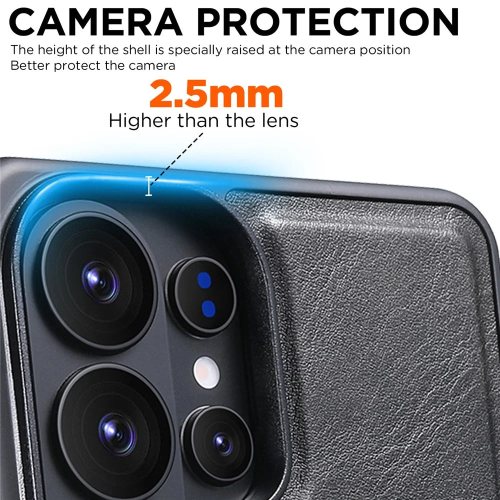 SUTENI H16 For Samsung Galaxy S26 Ultra Magnetic Case Waxy Texture PU Leather TPU Phone Cover - Black - 5