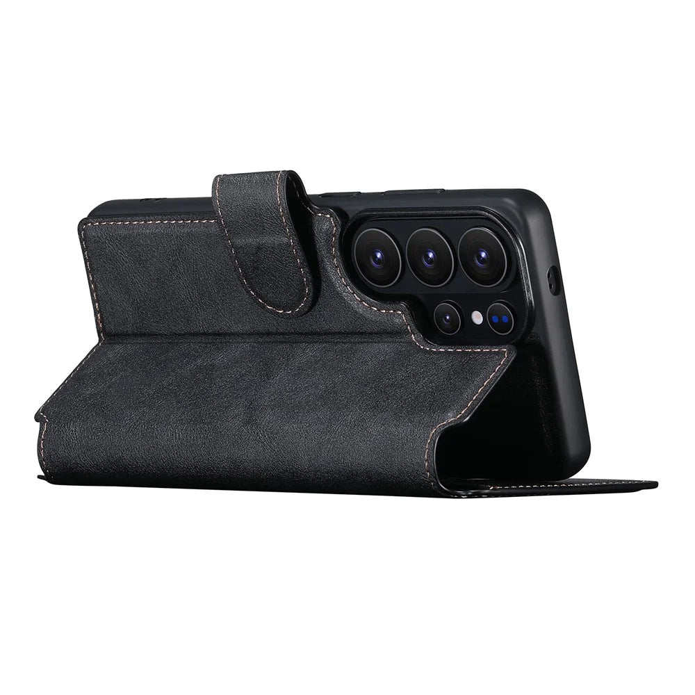 SUTENI Q-05 For Samsung Galaxy S26 Ultra Wallet Case 2 in 1 Magnetic Detachable Leather Flip Phone Cover with Stand - Black - 3