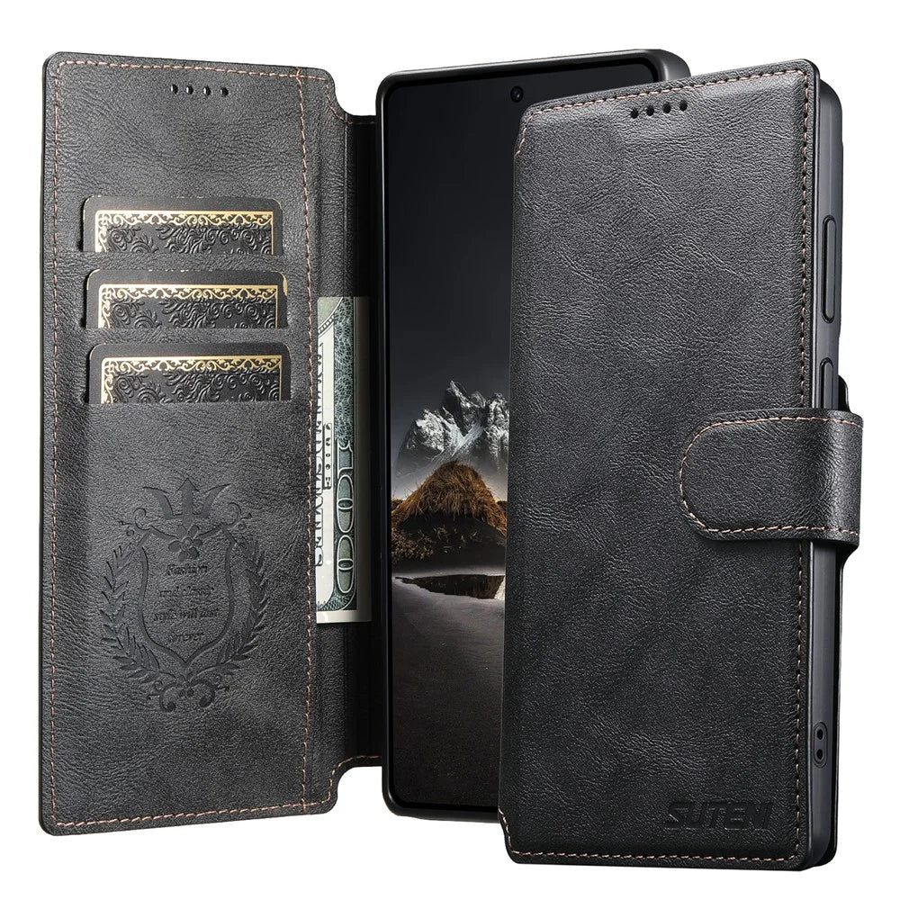 SUTENI Q-05 For Samsung Galaxy S26 Ultra Wallet Case 2 in 1 Magnetic Detachable Leather Flip Phone Cover with Stand - Black - 5