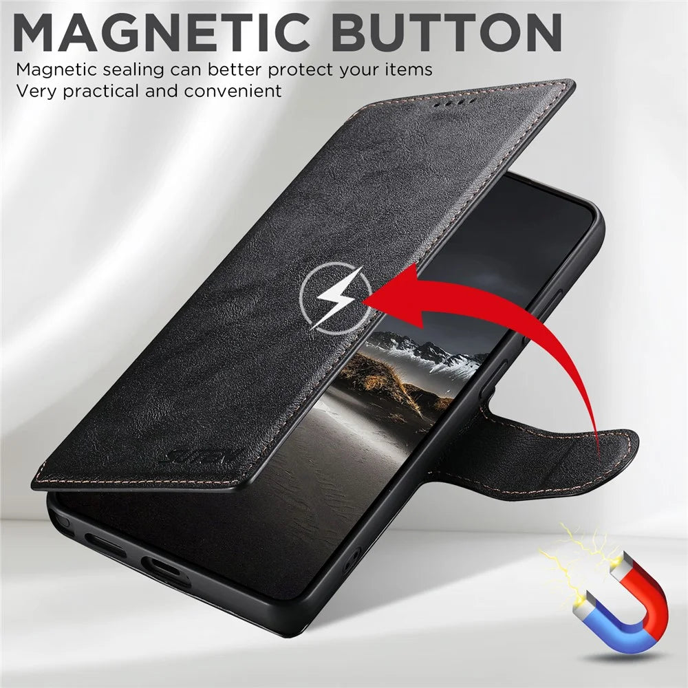 SUTENI Q-05 For Samsung Galaxy S26 Ultra Wallet Case 2 in 1 Magnetic Detachable Leather Flip Phone Cover with Stand - Black - 7