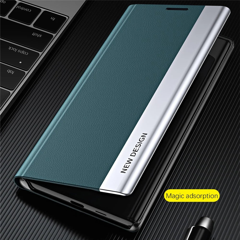 For Samsung Galaxy S26 Case Anti-Drop Leather Phone Cover with Stand - Green - 2