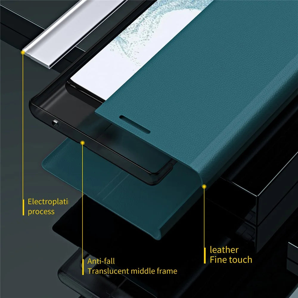 For Samsung Galaxy S26 Case Anti-Drop Leather Phone Cover with Stand - Green - 3