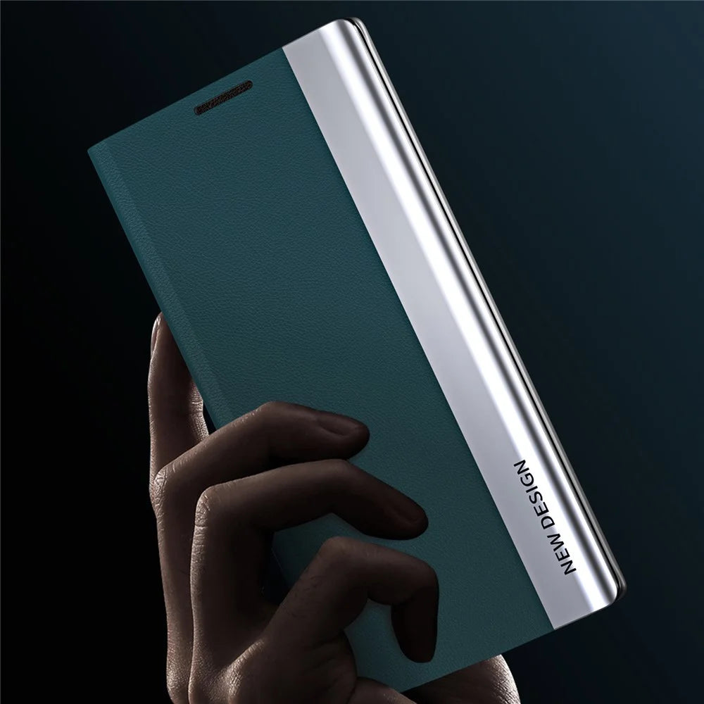 For Samsung Galaxy S26+ Case Anti-Drop Leather Phone Cover with Stand - Green - 5