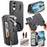For Samsung Galaxy S25 Magnetic Case RFID Blocking Detachable Wallet Stand Cloth Texture Leather Phone Cover - Black - 1