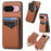 For Google Pixel 10 / 10 Pro Magnetic Case Carbon Fiber Texture Back Cover with Detachable Card Holder - Brown - 1