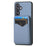 For Samsung Galaxy S25 Magnetic Case Carbon Fiber Texture Back Cover with Detachable Card Holder - Blue - 2