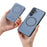 For Samsung Galaxy S25 Magnetic Case Carbon Fiber Texture Back Cover with Detachable Card Holder - Blue - 6