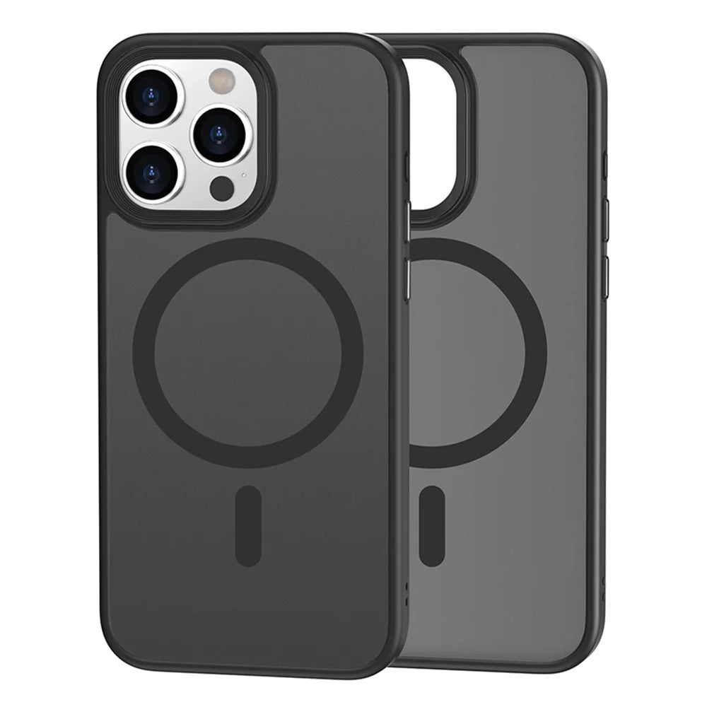 For iPhone 13 Pro Magnetic Case TPU + PC Rubberized Finish Phone Cover - Black - 1