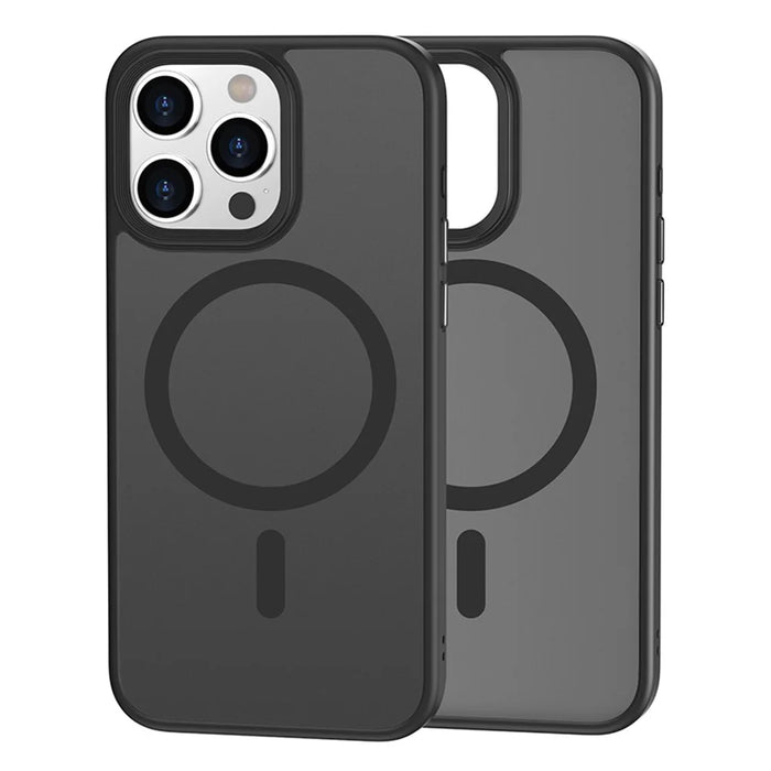 For iPhone 13 Pro Magnetic Case TPU + PC Rubberized Finish Phone Cover - Black - 1