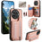 For Realme GT 8 Pro 5G Case RFID Blocking Card Holder Jeans Cloth Texture Leather Back Cover with Elastic Wristband - Pink - 1