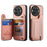 For Realme GT 8 Pro 5G Case RFID Blocking Card Holder Jeans Cloth Texture Leather Back Cover with Elastic Wristband - Pink - 3