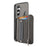For Samsung Galaxy A56 5G Case RFID Blocking Card Holder Jeans Cloth Texture Leather Back Cover with Elastic Wristband - Grey - 4