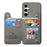 For Samsung Galaxy A56 5G Case RFID Blocking Card Holder Jeans Cloth Texture Leather Back Cover with Elastic Wristband - Grey - 5