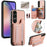 For Sony Xperia 1 VII Case RFID Blocking Card Holder Jeans Cloth Texture Leather Back Cover with Elastic Wristband - Pink - 1