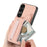 For Sony Xperia 1 VII Case RFID Blocking Card Holder Jeans Cloth Texture Leather Back Cover with Elastic Wristband - Pink - 5