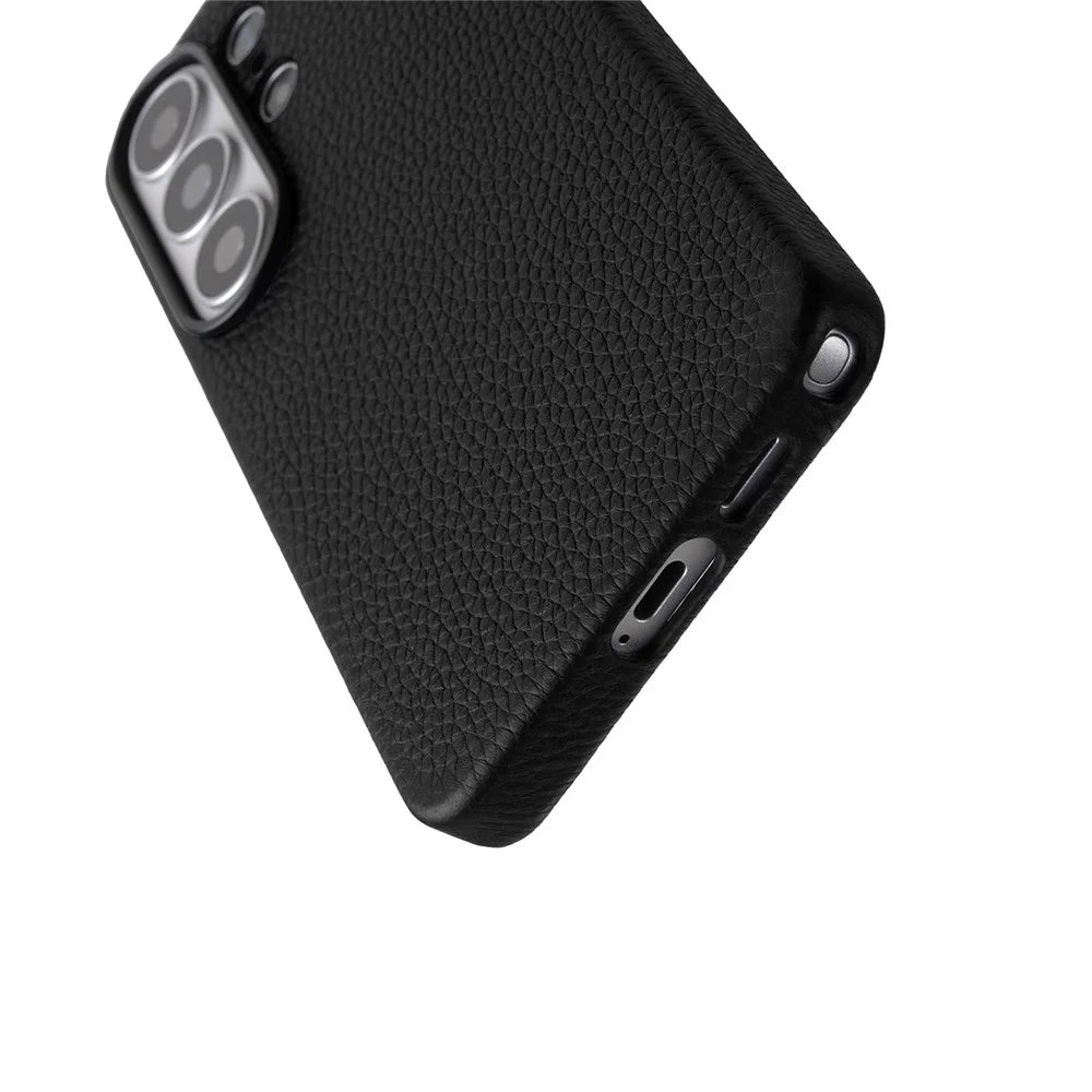 MELKCO For Samsung Galaxy S26 Ultra Magnetic Case Genuine Cow Leather + PC Phone Back Cover - Black - 4