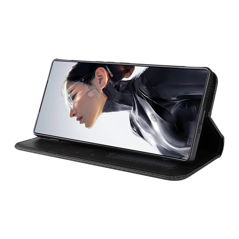 For ZTE nubia RedMagic 11 Air 5G Leather Case Wallet Stand Retro Texture Phone Cover - Black - 7