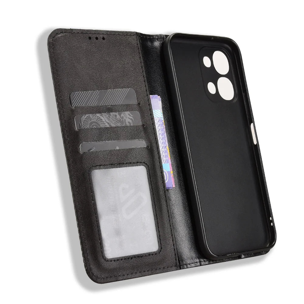 For vivo Y500i 5G / vivo Y31d 4G Leather Case Wallet Stand Retro Texture Phone Cover - Black - 5