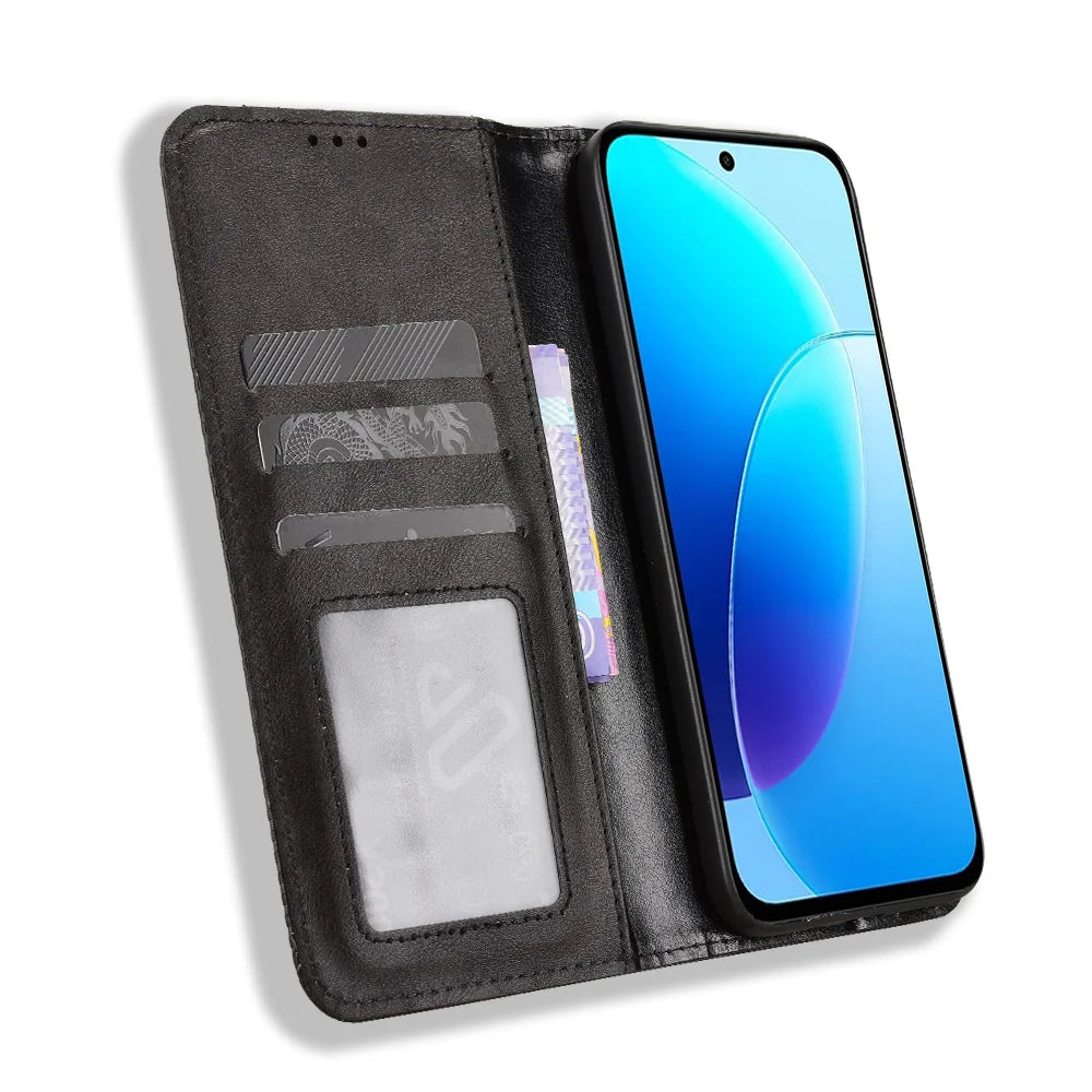 For vivo Y500i 5G / vivo Y31d 4G Leather Case Wallet Stand Retro Texture Phone Cover - Black - 6