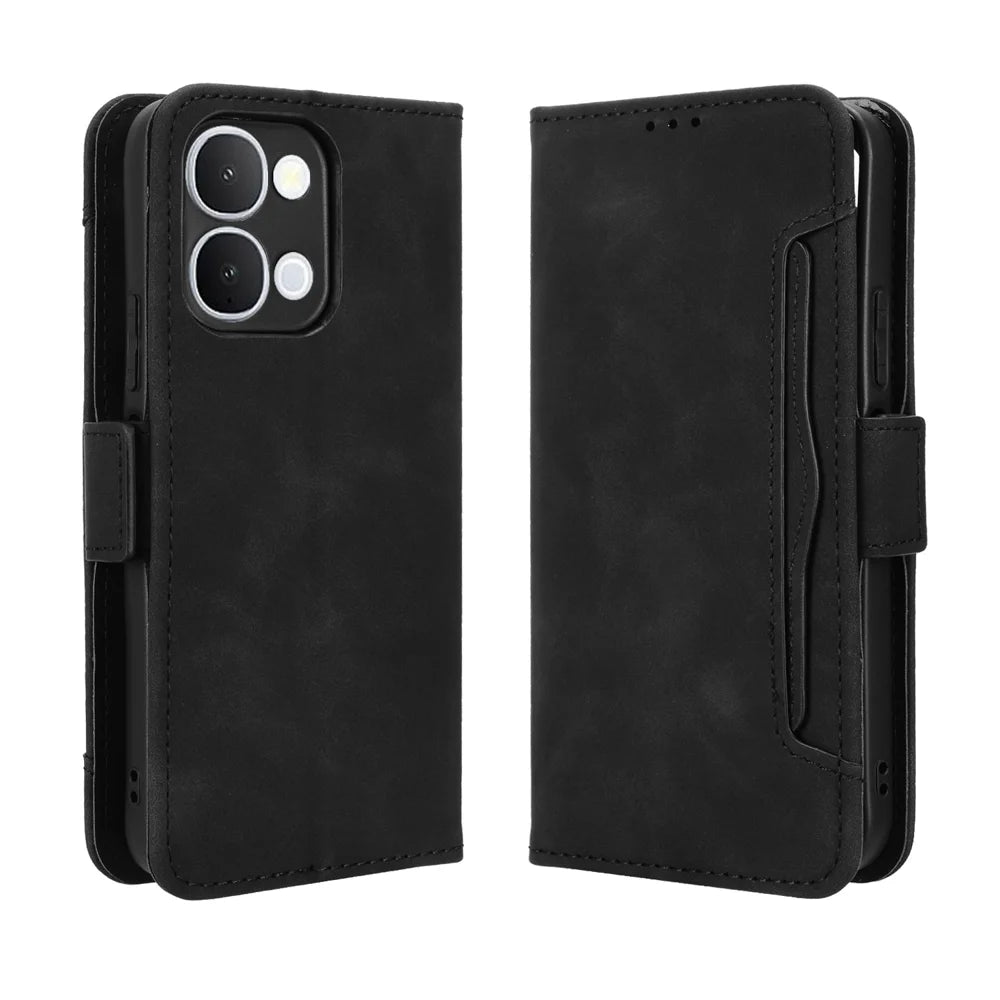 For vivo Y500i 5G / vivo Y31d 4G Leather Case Phone Wallet Cover with Multiple Card Slots - Black - 1