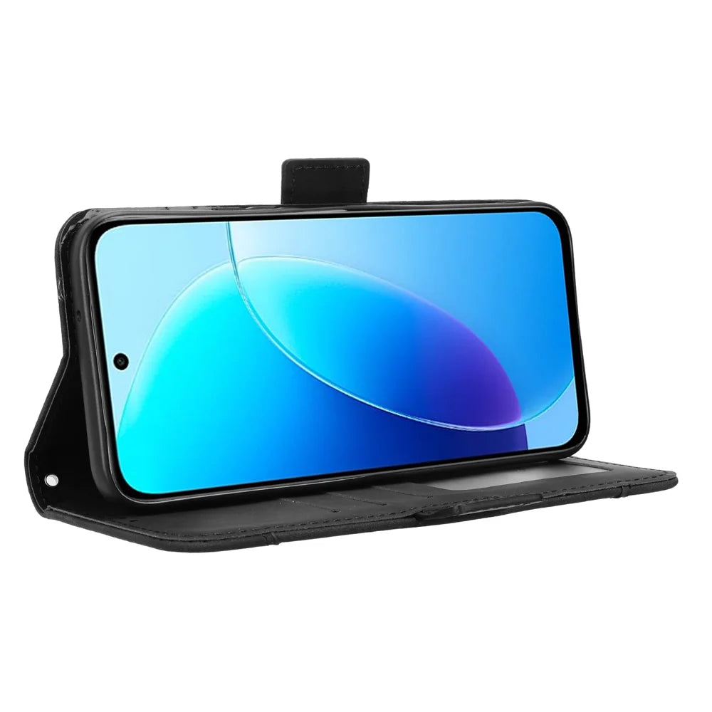 For vivo Y500i 5G / vivo Y31d 4G Leather Case Phone Wallet Cover with Multiple Card Slots - Black - 6