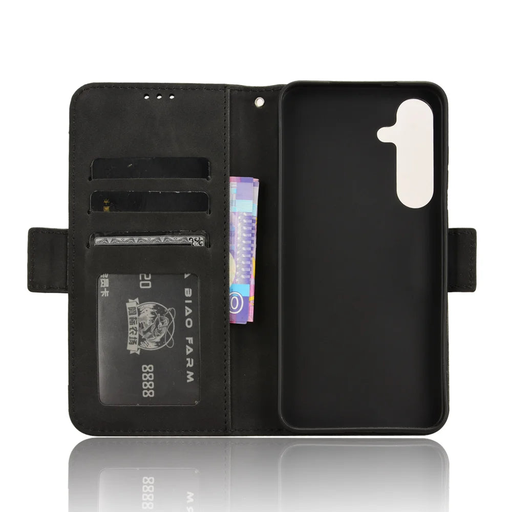For Samsung Galaxy S26+ Leather Case Phone Wallet Cover with Multiple Card Slots - Black - 4