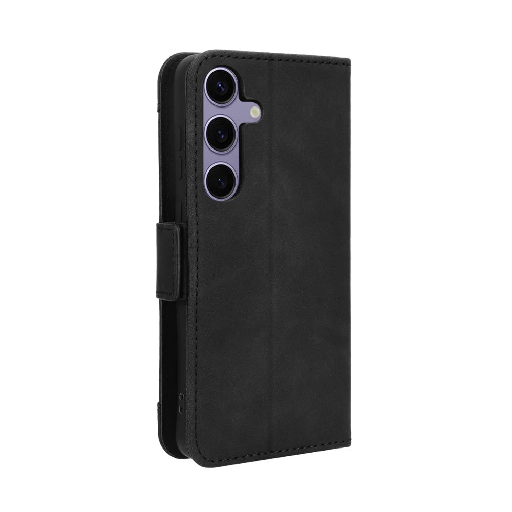 For Samsung Galaxy S26+ Leather Case Phone Wallet Cover with Multiple Card Slots - Black - 7