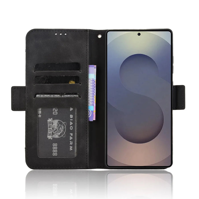 For Samsung Galaxy S26 Ultra Leather Case Phone Wallet Cover with Multiple Card Slots - Black - 5