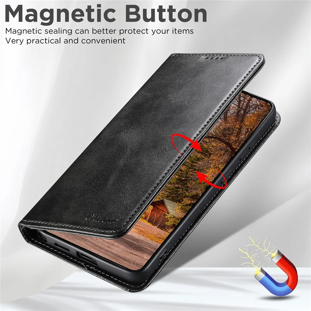 SUTENI For Samsung Galaxy S26+ Leather Case Calf Texture Wallet Stand Flip Phone Cover - Black - 4