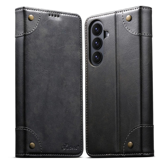 SUTENI For Samsung Galaxy S26 Case PU Leather Stand Wallet Phone Cover - Black - 1