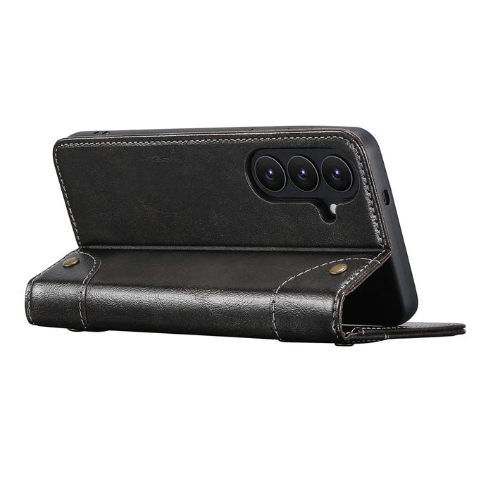 SUTENI For Samsung Galaxy S26 Case PU Leather Stand Wallet Phone Cover - Black - 3