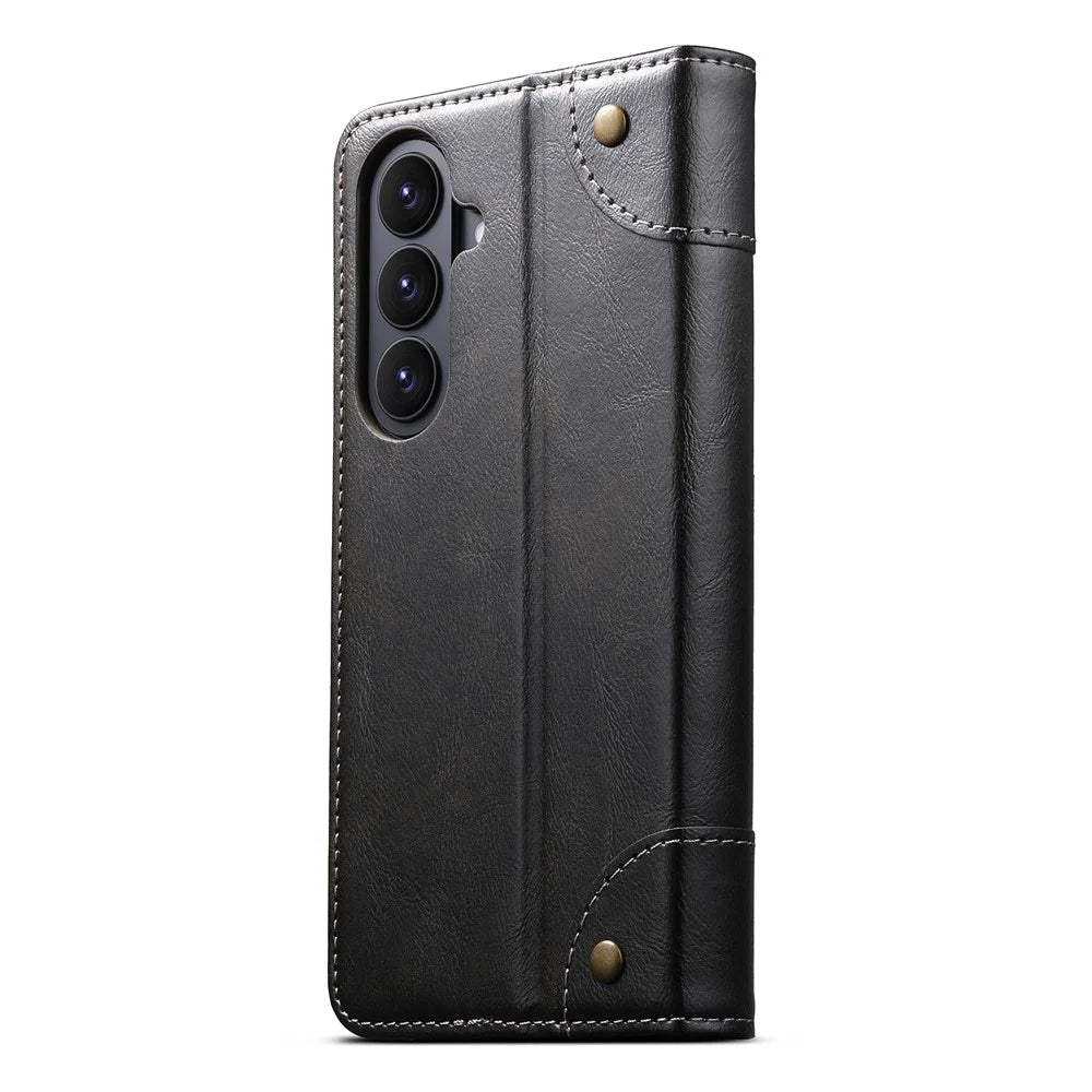 SUTENI For Samsung Galaxy S26+ Case PU Leather Stand Wallet Phone Cover - Black - 6