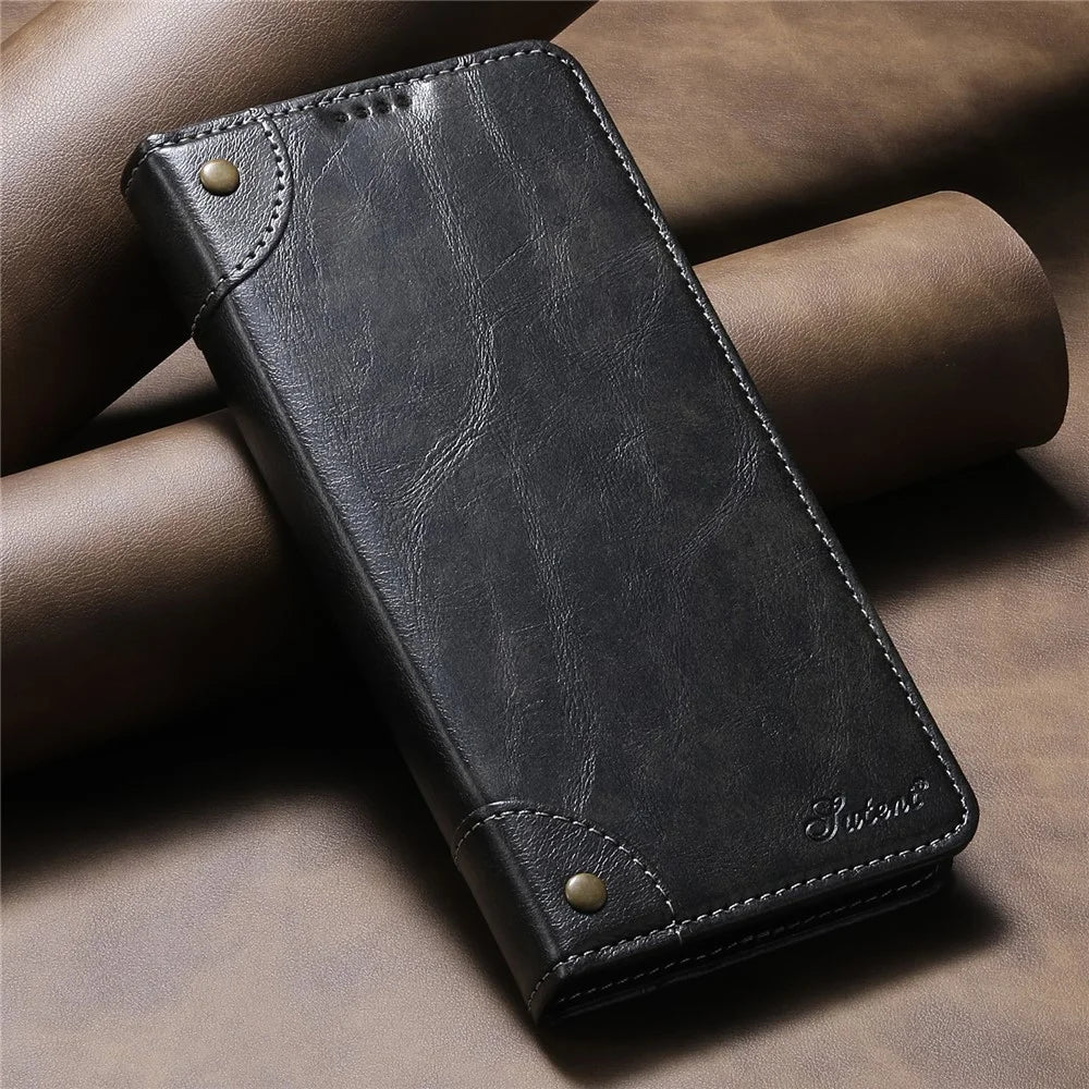 SUTENI For Samsung Galaxy S26+ Case PU Leather Stand Wallet Phone Cover - Black - 7
